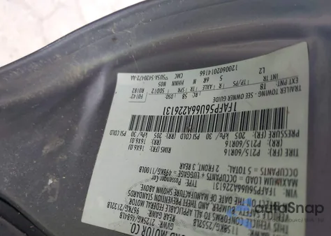 2006 Ford Taurus Sel from USA, damaged, VIN 1FAFP56U66A226131